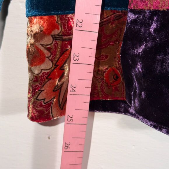 Vintage Black Velvet Patchwork Jacket Brocade Button Front Notations 90s S - Picture 9 of 9